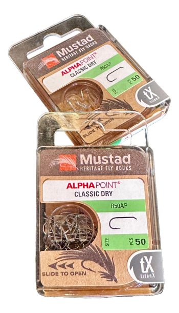 Mustad Heritage Alpha Point R50AP Classic Dry Fly Hook Size 4 TitanX 25 Pcs